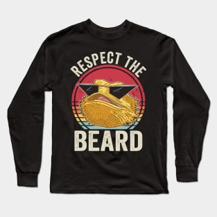 Respect The Beard Funny Bearded Dragon Long Sleeve T-Shirt